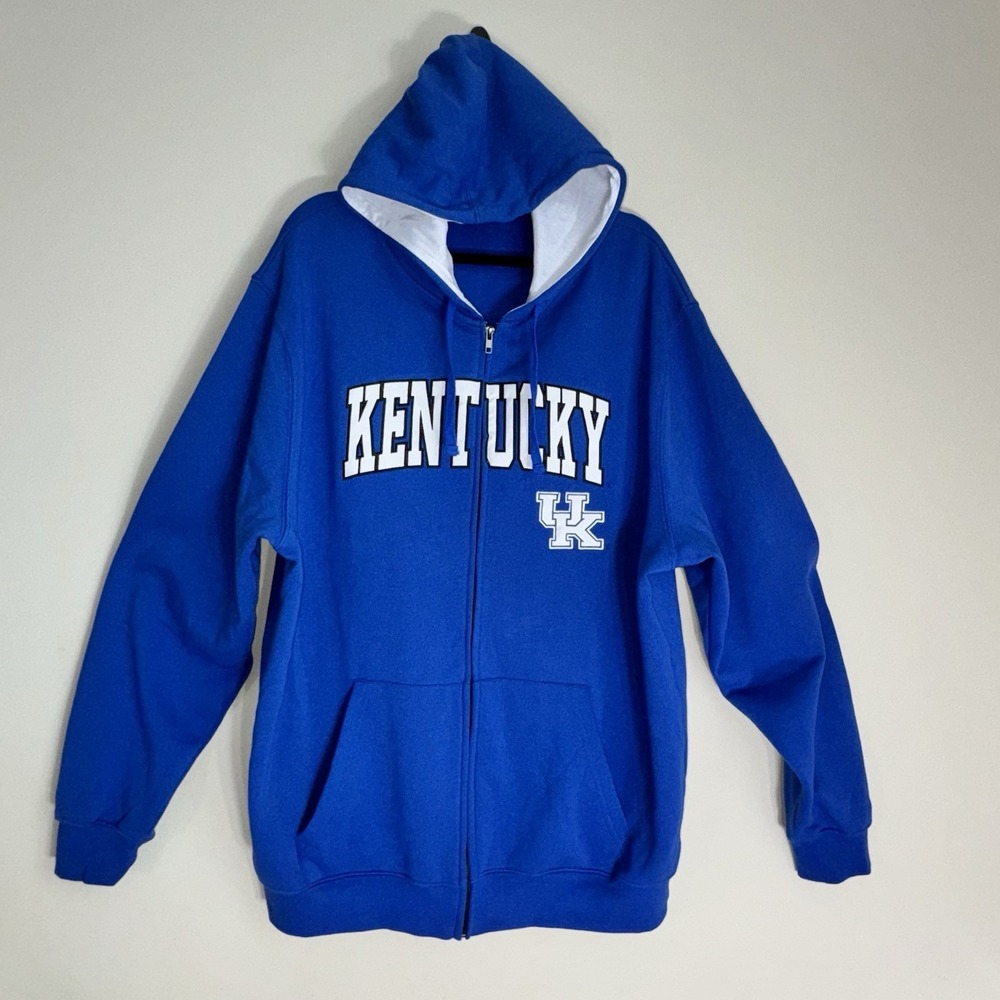 Colosseum Kentucky Wildcats Hoodie Mens XXL Blue Hooded Sweatshirt Full Zip NCAA
